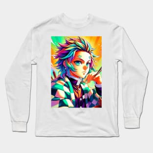 Tanjiro demon pop art Long Sleeve T-Shirt